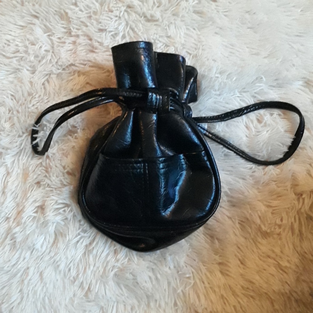 Patent leather drawstring purse